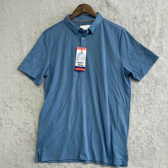 NEW Modern Ambition Men's M Delightfully Technical Polo Shirt Blue Cotton - Picture 2 of 9